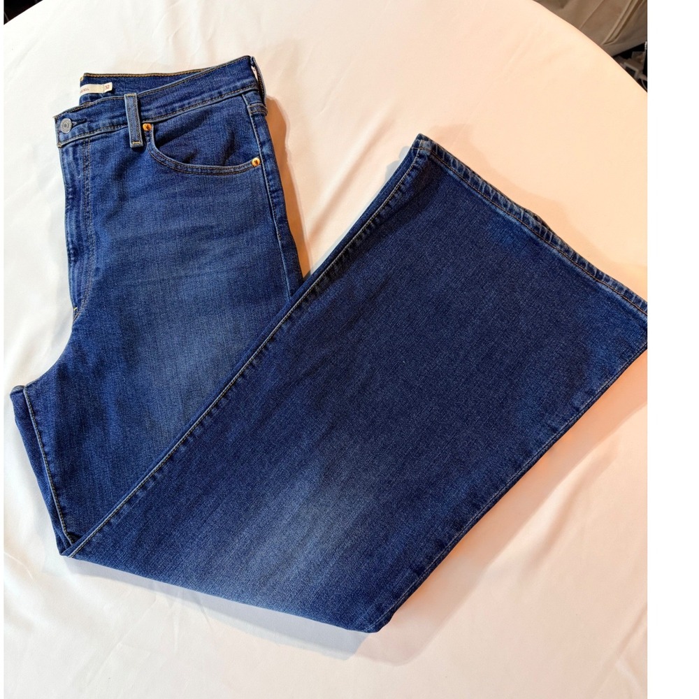 Levis Ribcage Bell High Rise Flare Jeans Womens 32 Medium Wash Tall Girl Basic